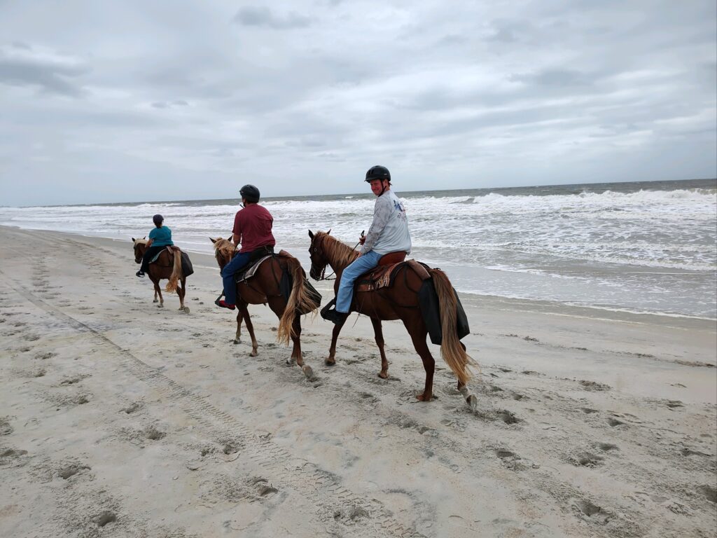 Group on a horseback beach ride in FL